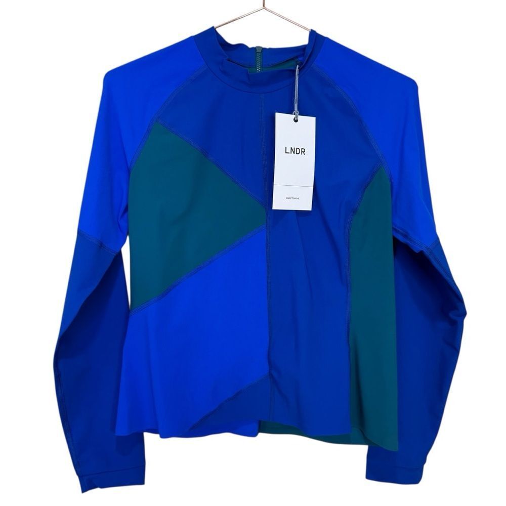 New Lndr Malibu Rash Guard Patchwork Blue Zenith Size Large — image 2 of 5